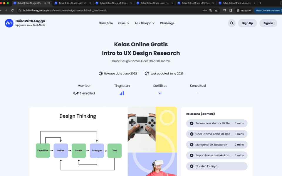 Kelas Arahan Belajar dan Kelas Gratis Untuk Berkarir UI UX Designer di Tahun 2024 di BuildWithAngga